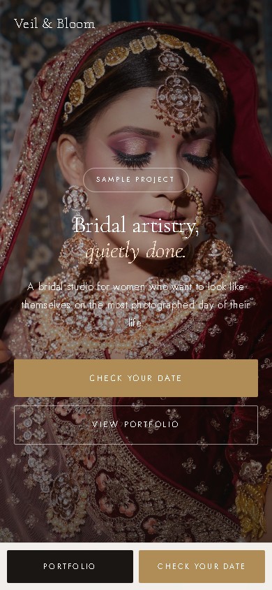 Mobile view of the same website